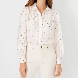 NWOT Ann Taylor puff sleeve bumblebee button down shirt
